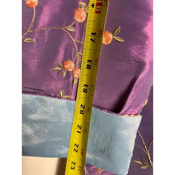 Wei Na Si Embroidery Embellished Frog Closures Iridescent Silk Jacket Purple 3XL - Picture 7 of 11